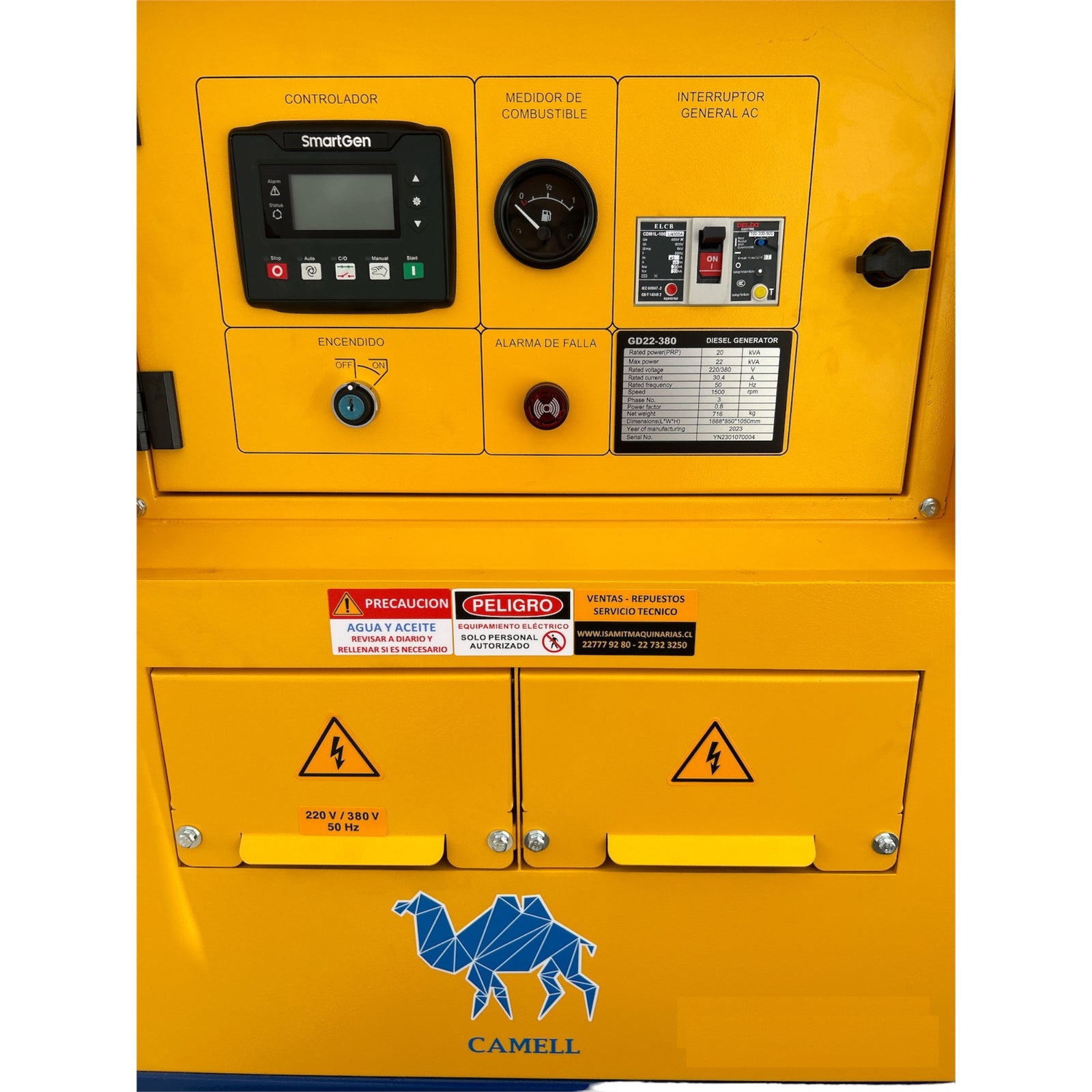 Generador Diesel 22kVA Trifásico 380V Refrigerado por Agua con Partida Eléctrica
