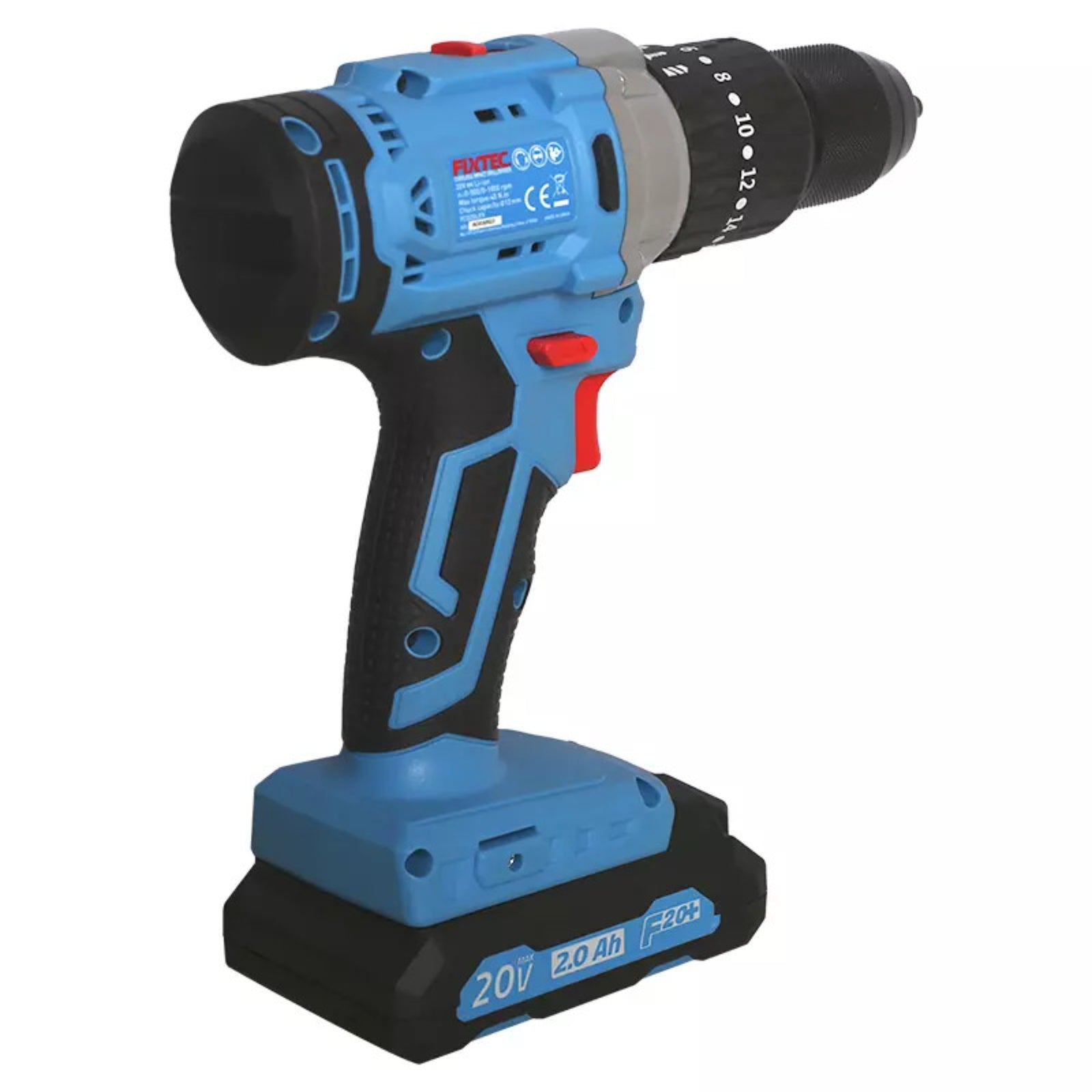 Taladro Percutor Inalámbrico 20V Fixtec FCD20LFX Industrial 2 Baterías F20+
