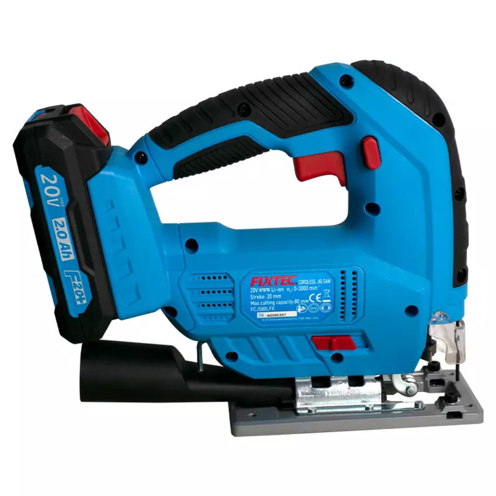 Sierra Caladora Inalámbrica 20V Fixtec - lateral