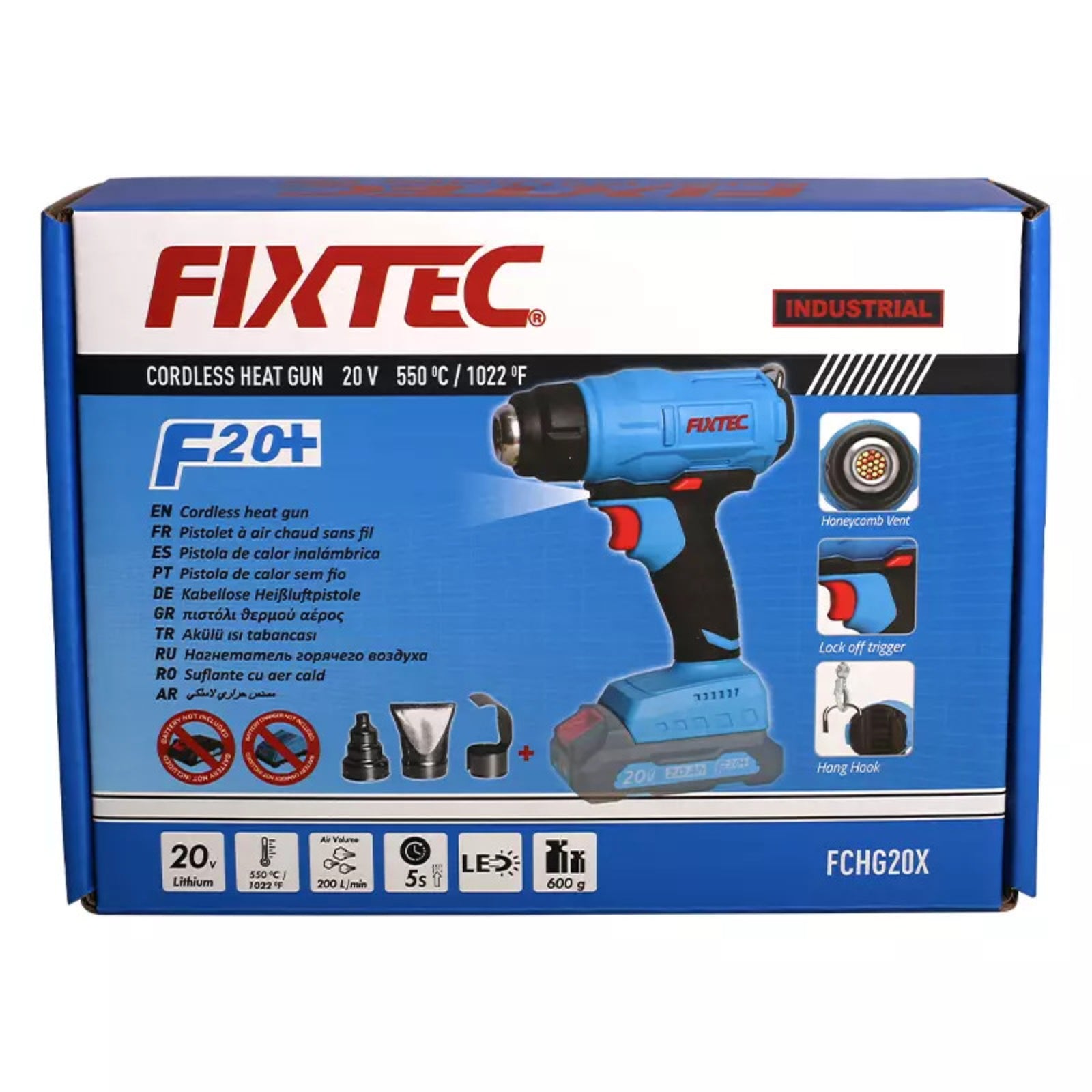 Pistola de Calor Inalámbrica 20V Fixtec F20+ - accesorios