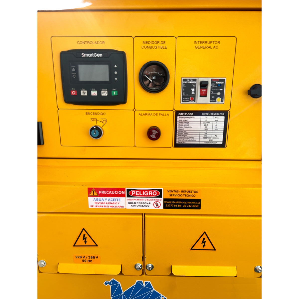 Generador Diesel 17kVA Trifásico 380V Refrigerado por Agua con Partida Eléctrica