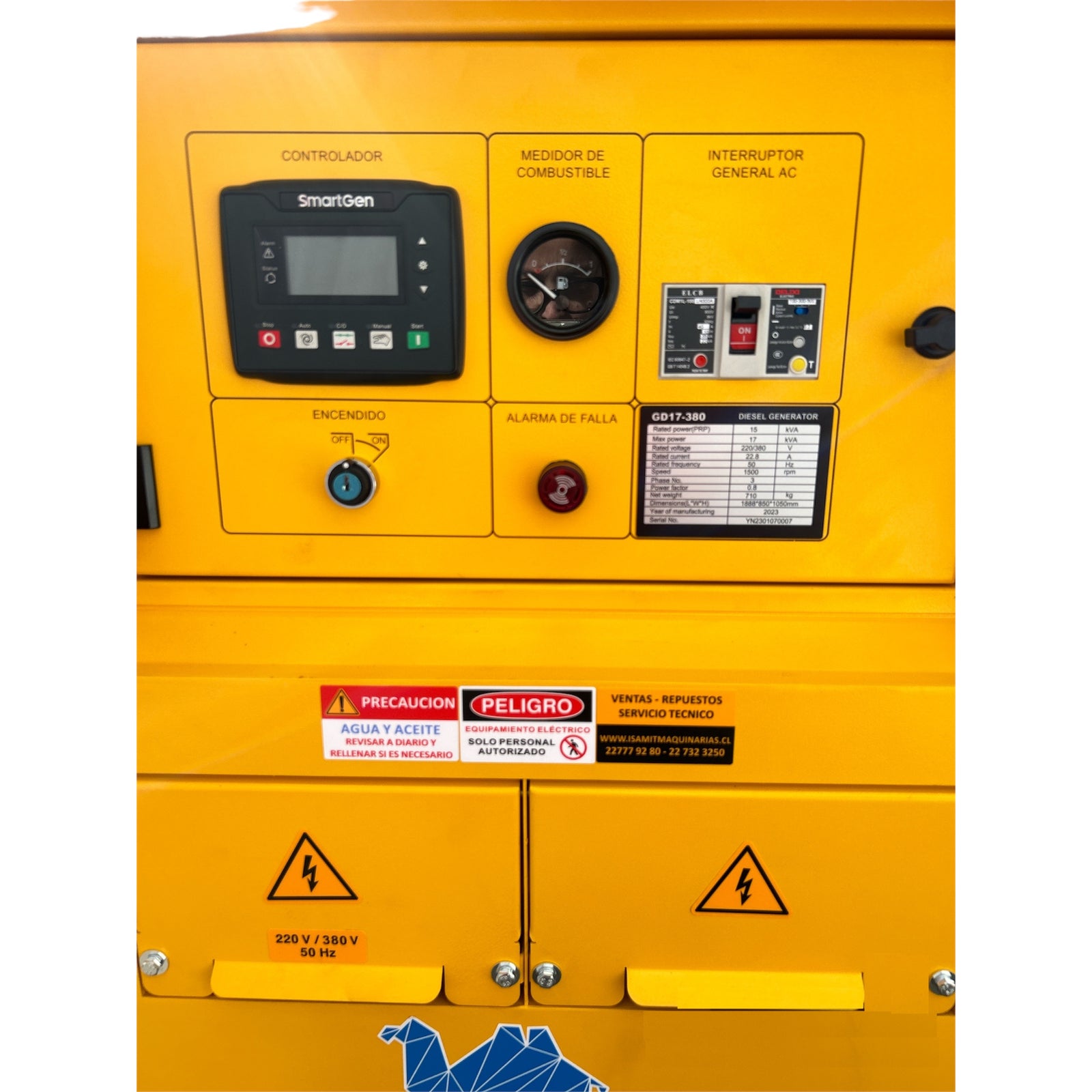 Generador Diesel 17kVA Trifásico 380V Refrigerado por Agua con Partida Eléctrica