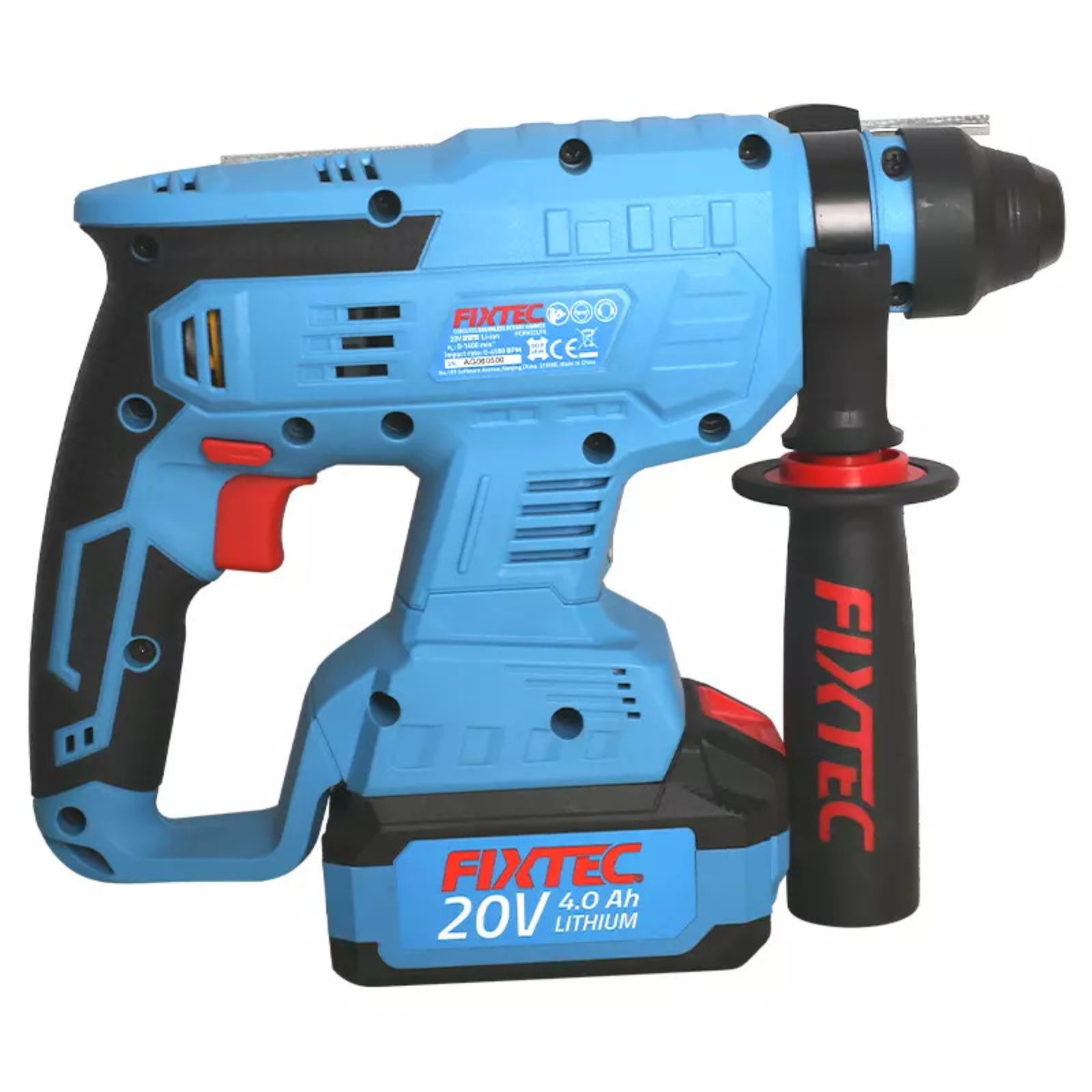 Rotomartillo SDS Plus Inalámbrico 20V Brushless Fixtec F20 con 2 Baterías 4.0Ah