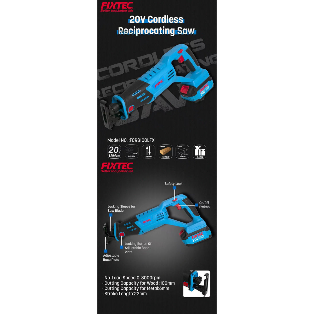 Sierra Sable Fixtec Fcrs100lfx-12 F20+ 2.0a Litio