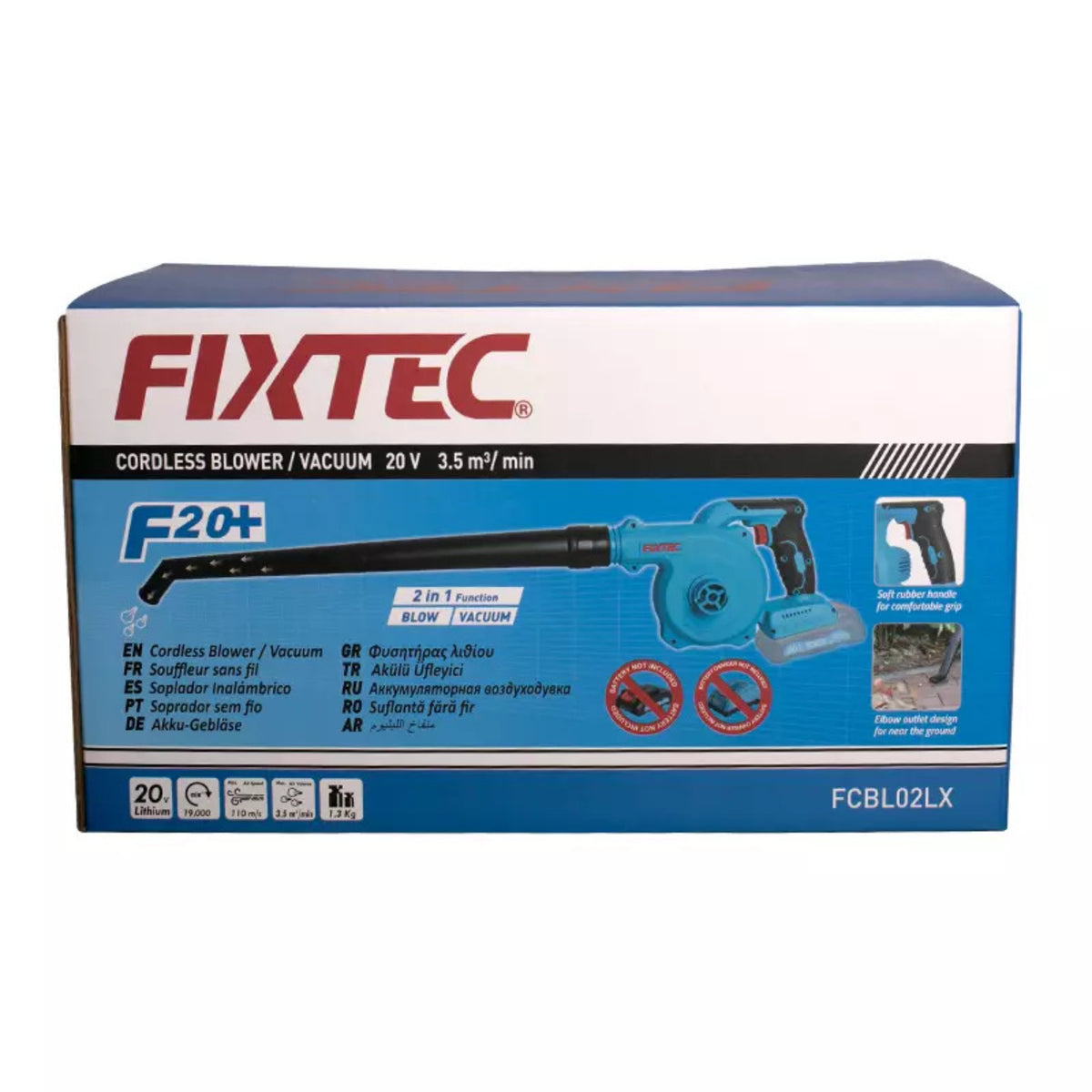 Soplador y Aspirador Inalámbrico 20V Fixtec FCBL02LX F20+ Solo Herramienta