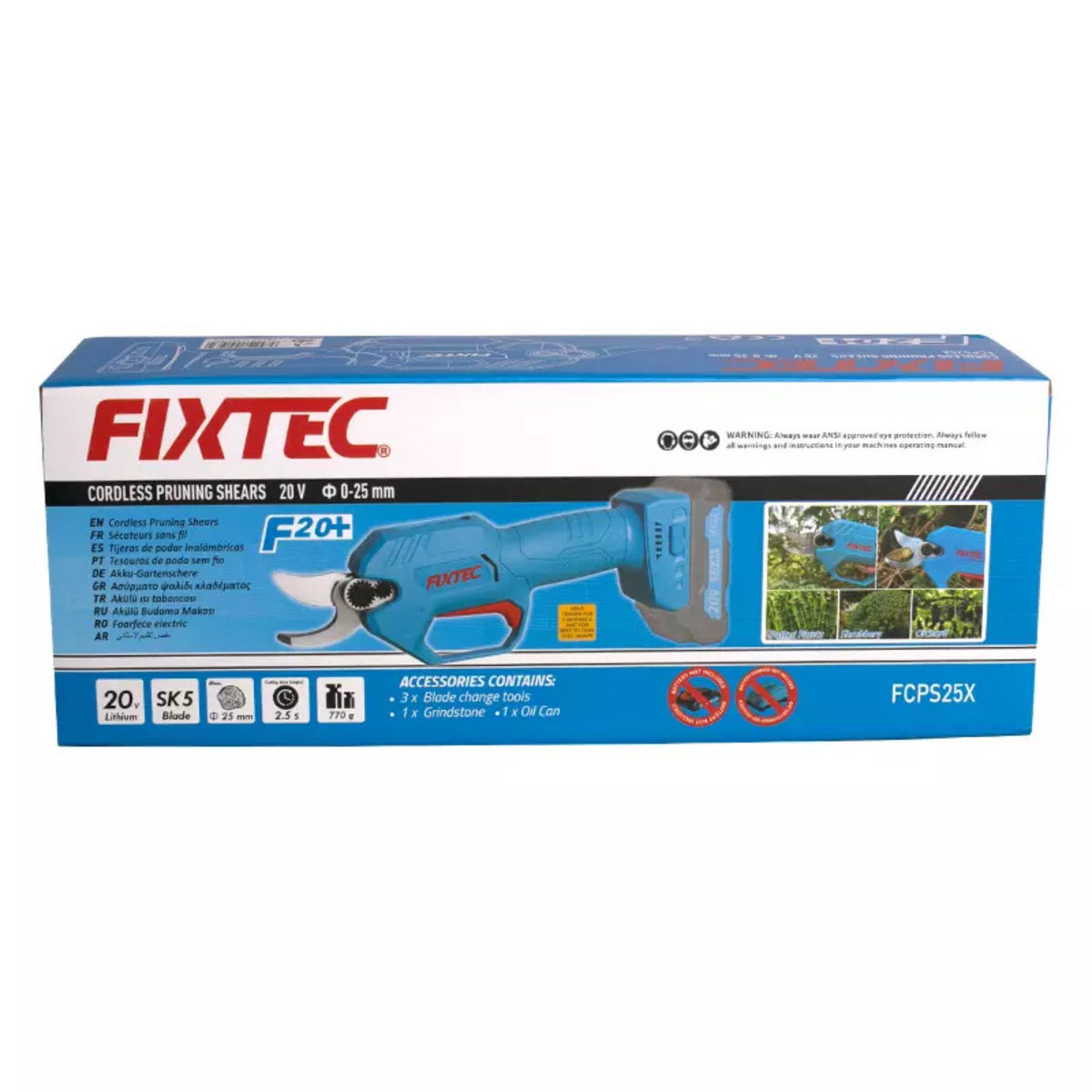 Tijera de Podar Inalámbrica 20V Fixtec F20+ | Acero SK5 (Corte 25mm)