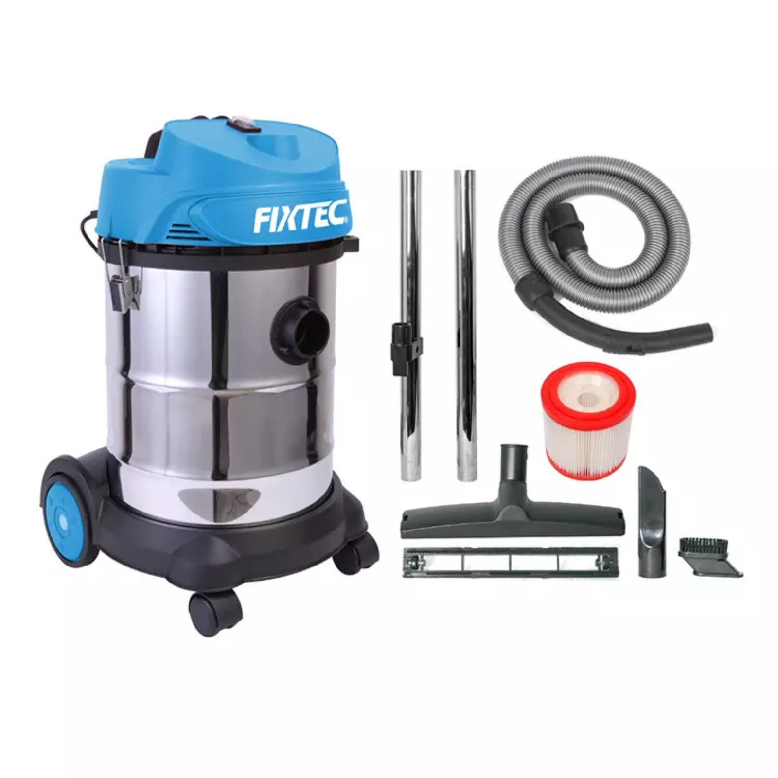 Aspiradora Industrial Polvo Agua 30L Fixtec + 5 Accesorios