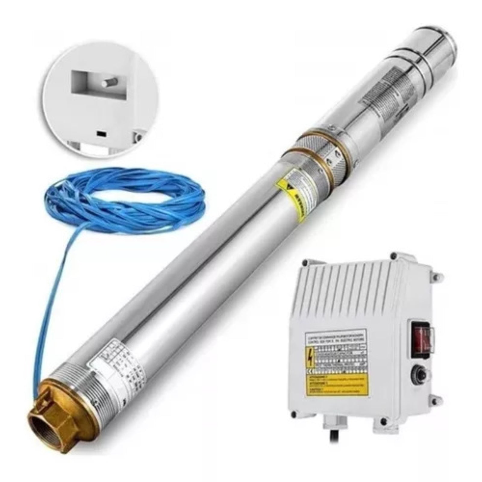 Bomba Pozo Profundo 3 Fixtec 0.75hp 550w + Caja + 30m Cable