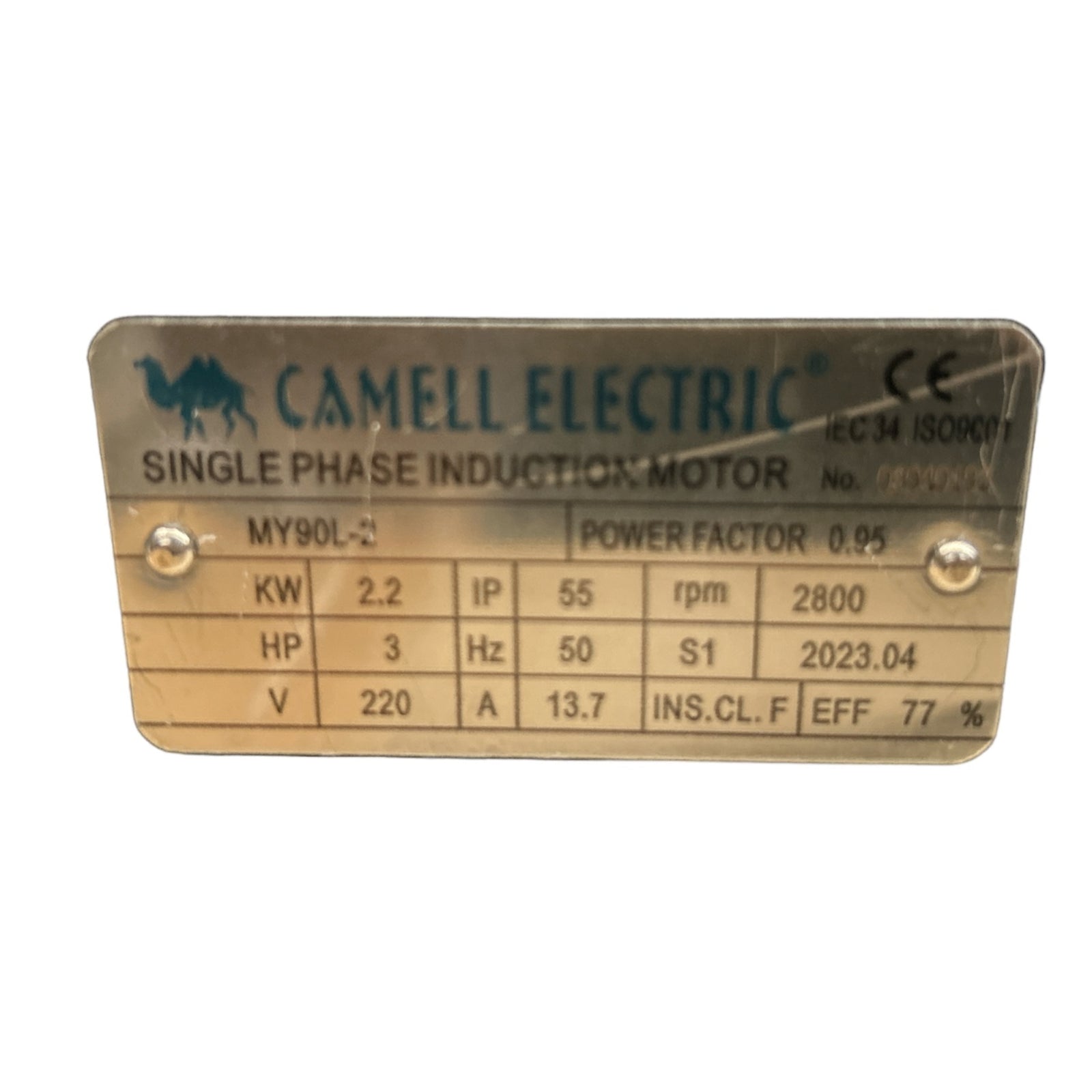 Motor Eléctrico Monofásico Camell 3.0HP 2800 RPM Eje 24mm