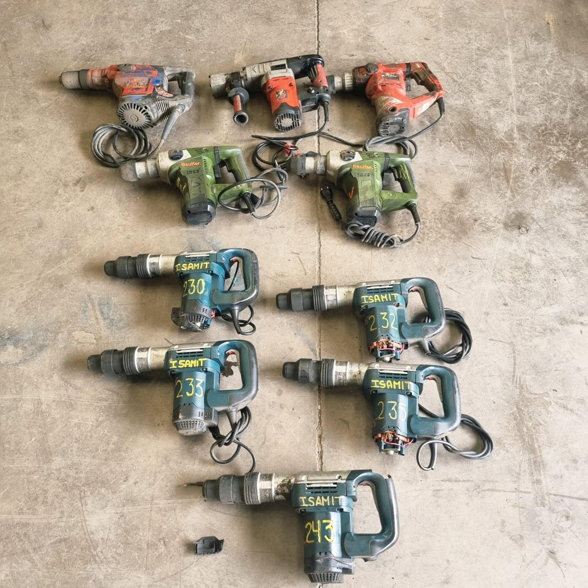 Lote 10 Cincelador y Rotomartillo SDS Plus tipo Bosch, Baker y Einhell