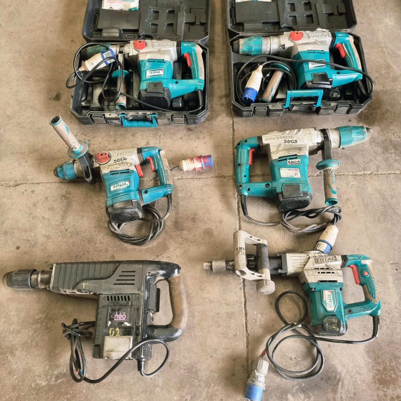 Lote 6 Rotomartillo y Cincelador Demoledor Total Tools