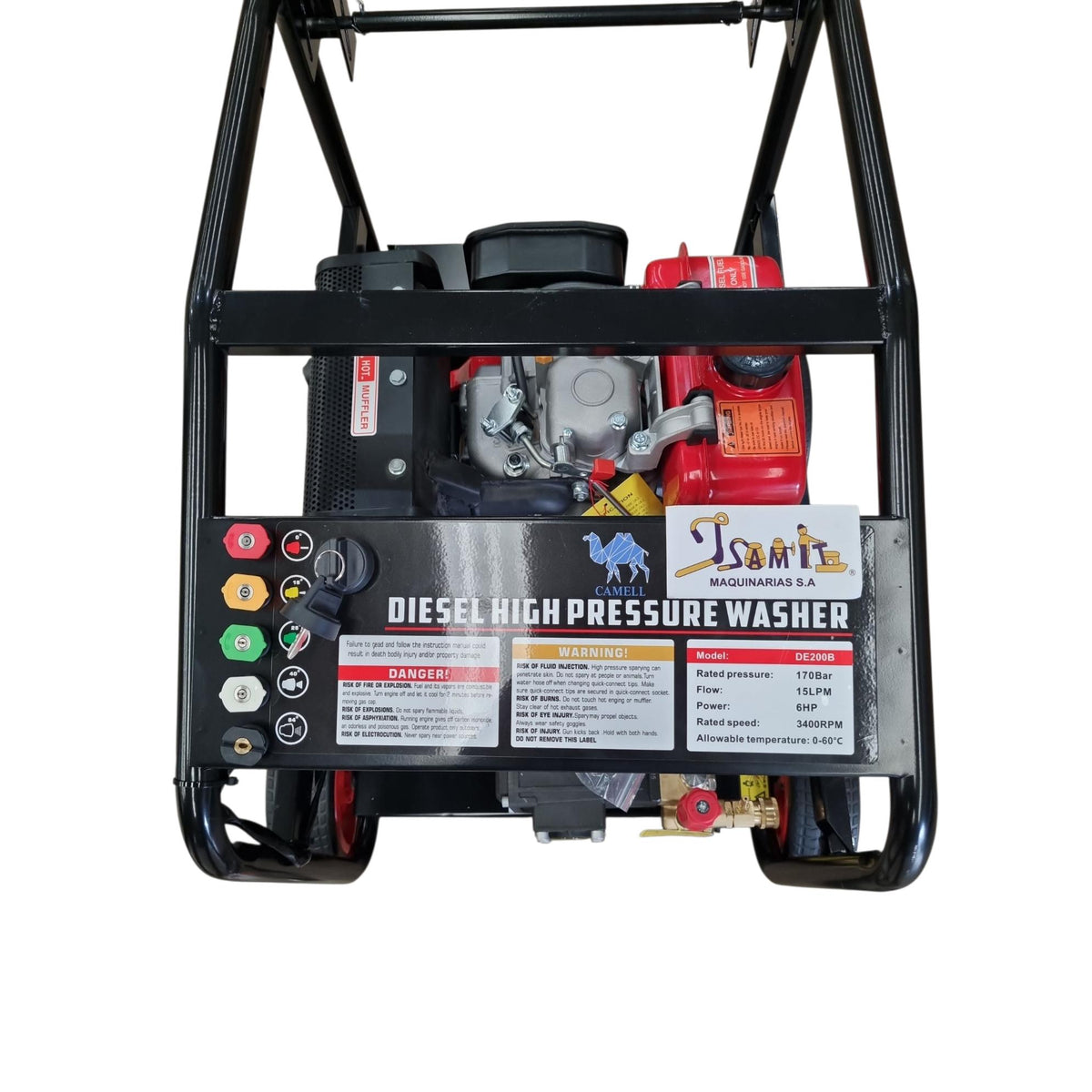 Hidrolavadora Industrial Diesel 2500 PSI Camell Motor 6HP con Partida Eléctrica